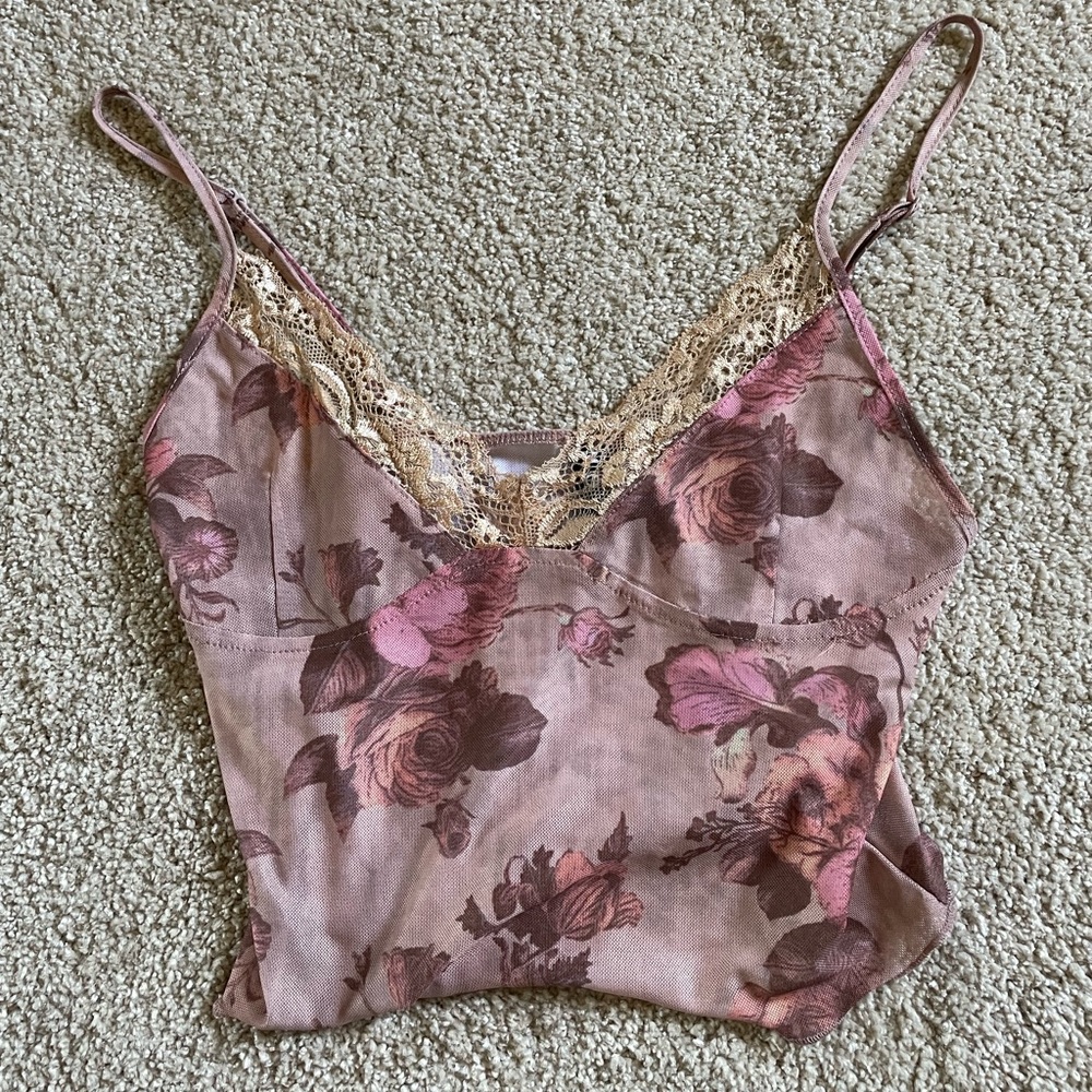 Motel Rocks flower print mesh tank top